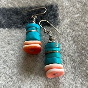 Turquoise and Shell Native American earrings